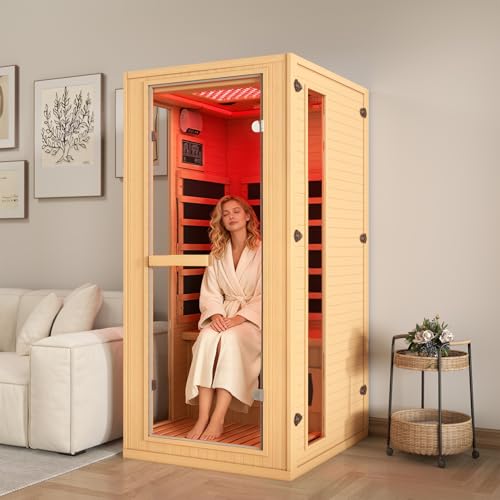 BNEHS 1 Person Infrared Sauna with Red Light Therapy